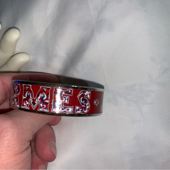 authentic HERMÈS palladium & enamel CUFF size PM - Picture 7 of 13